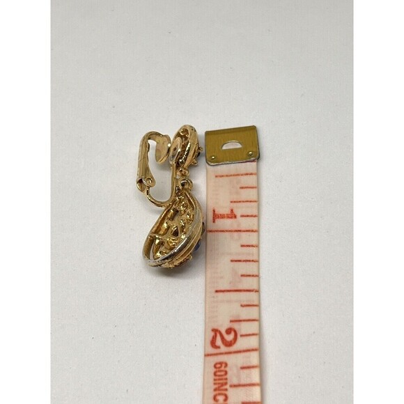 Brooch & Earrings Set Vtg Colorful Art Deco Floral Rhinestone Blue Pink Yellow - Picture 10 of 10